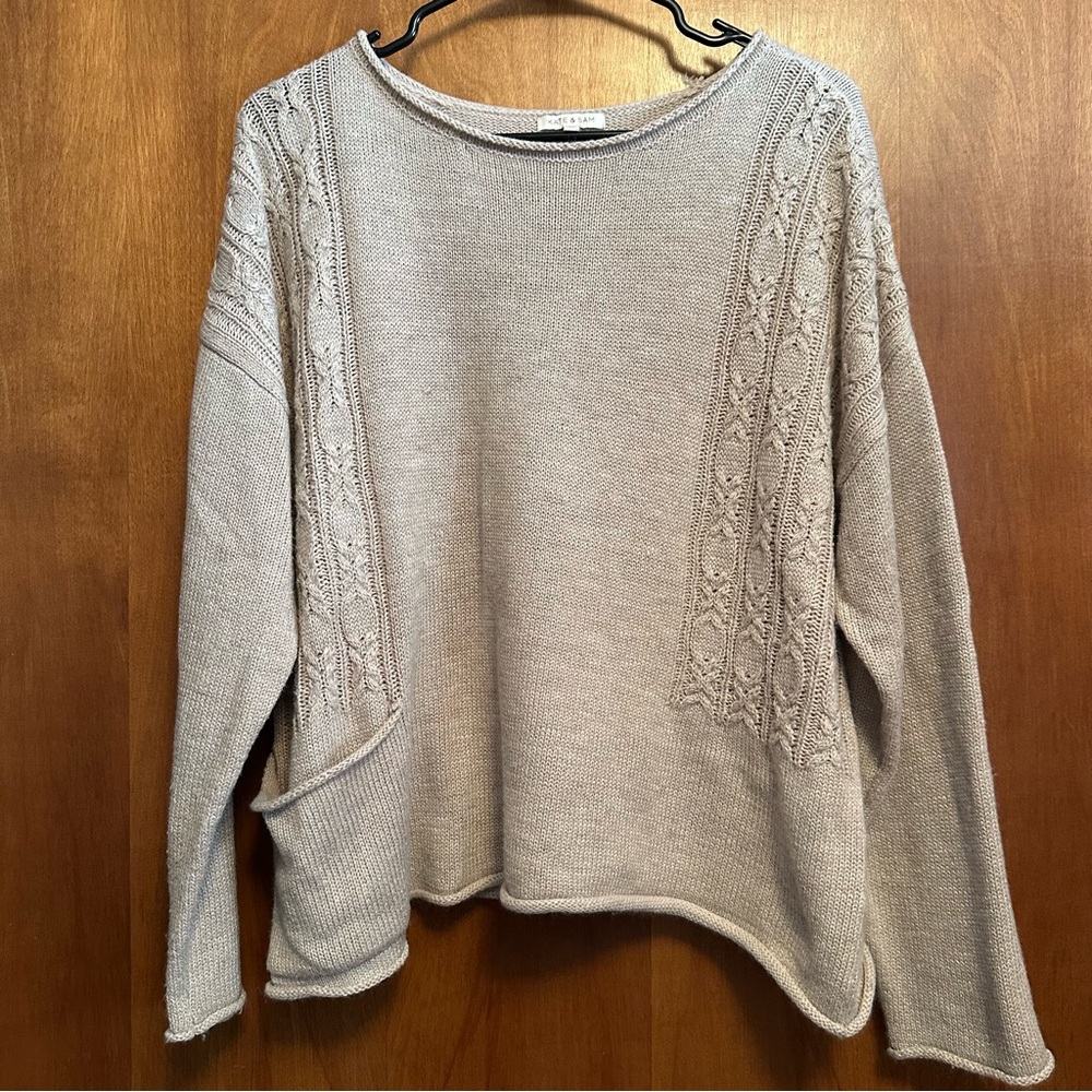 Kate and Sam Crewneck Sweater Beige Large